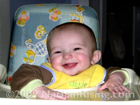 Happy in his high chair